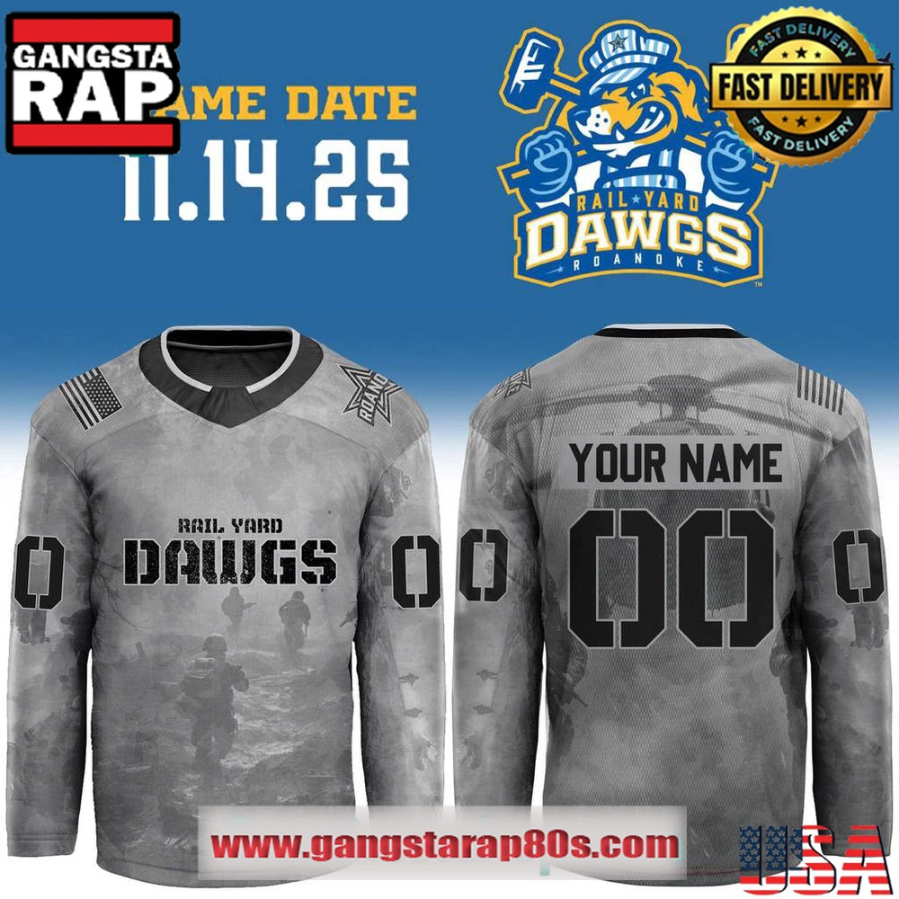 Roanoke Rail Yard Dawgs x Military Night 2025 Custom Hockey Jersey