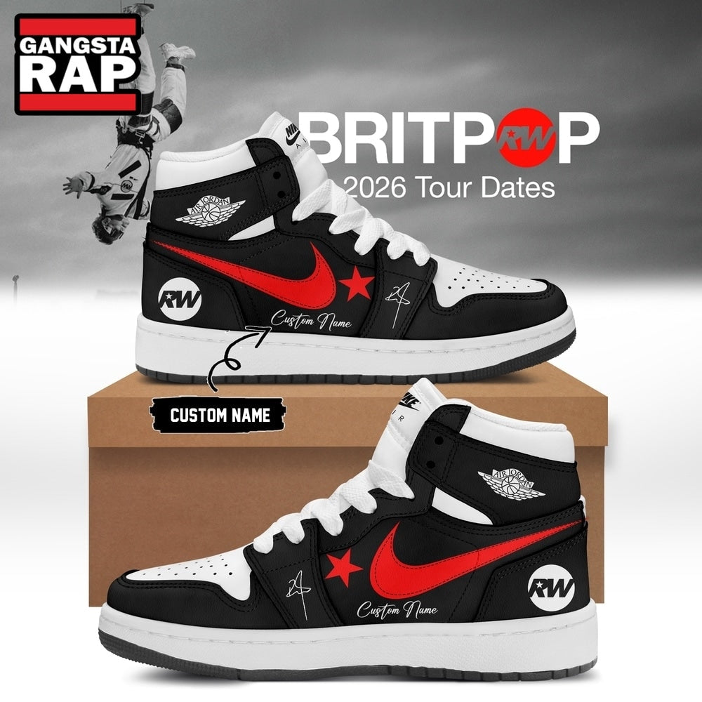 Robbie Williams BRITPOP World Tour 2026 Black Air Jordan 1 Hightop Shoes