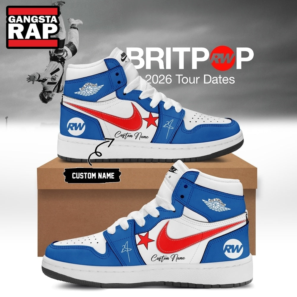 Robbie Williams BRITPOP World Tour 2026 Blue Air Jordan 1 Hightop Shoes