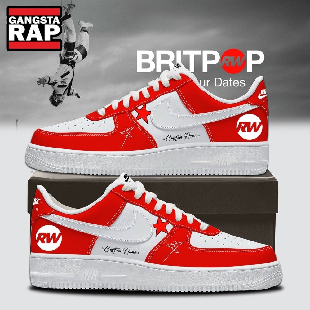 Robbie Williams BRITPOP World Tour 2026 Red Air Force 1 Shoes Sneakers , Music Trending Shoes