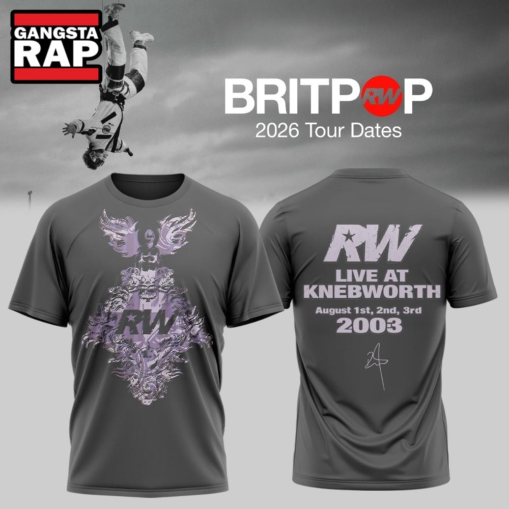 Robbie Williams BRITPOP World Tour 2026 Tour Dates T Shirt , Music Trending 3D Shirt