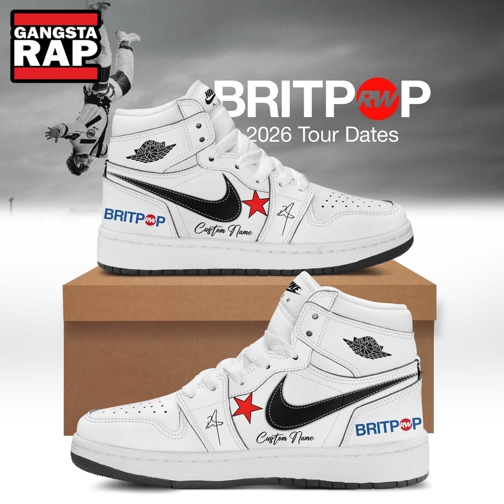 Robbie Williams BRITPOP World Tour 2026 White Air Jordan 1 Hightop Shoes