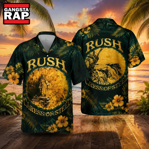 Rock Band Rush Caress Of Steel Summer Aloha Hawaiian Shirt, Music Hawaiian Shirt