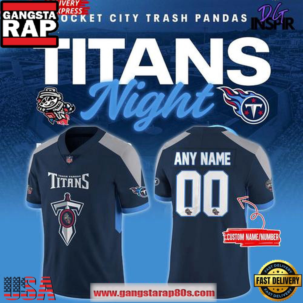 Rocket City Trash Panda x Tennessee Titans Night Edition Custom Football Jersey