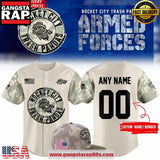 Rocket City Trash Pandas 2025 Armed Forces Custom Name Number Baseball Jersey