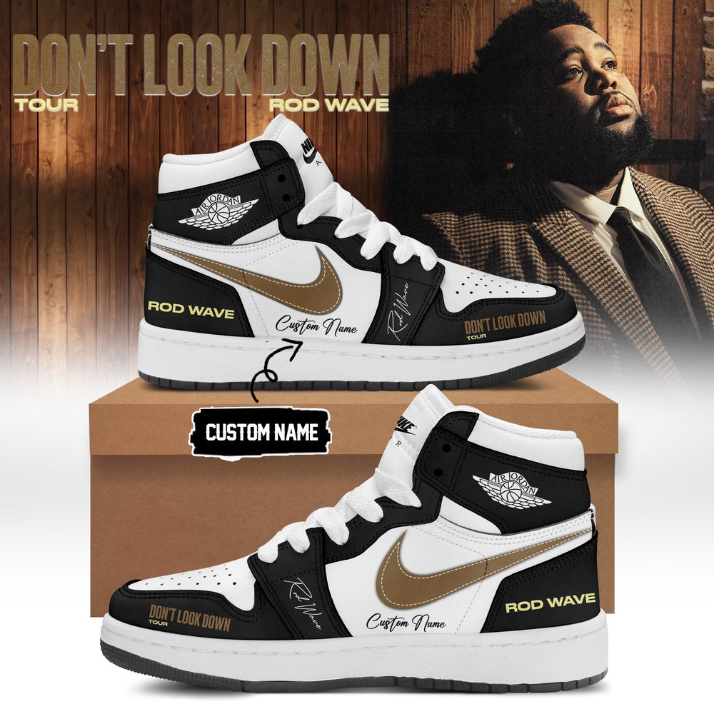 Rod Wave Don’t Look Down Tour 2026 Limited Edition Signature Black Custom Air Jordan 1 Sneakers Shoes
