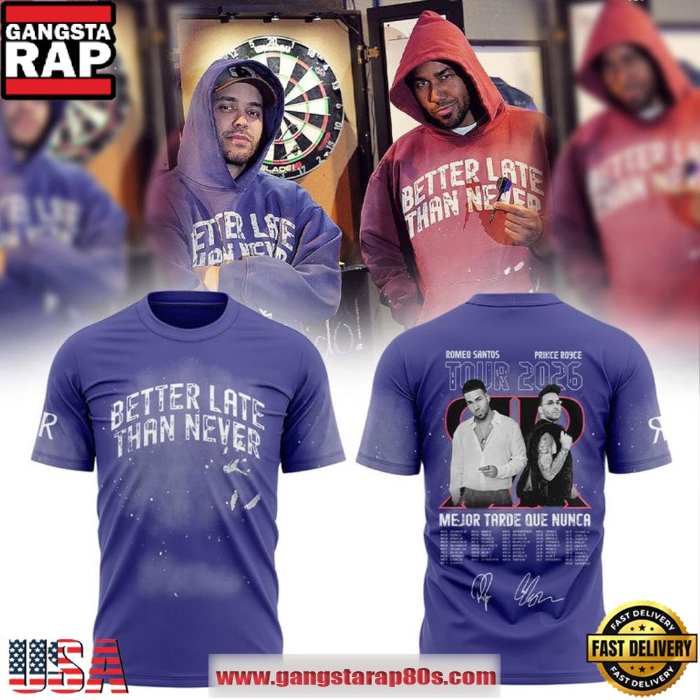 Romeo Santos and Prince Royce Better Late Than Never 2026 Tour T Shirt