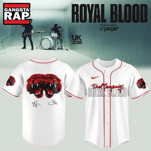 Royal Blood UK Tour 2026 Limited Edition Signature White Baseball Jersey