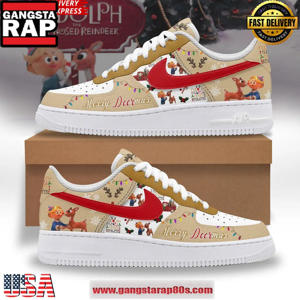 Rudolph the Red-Nosed Reindeer Air Force 1 Running Sneakers Shoes