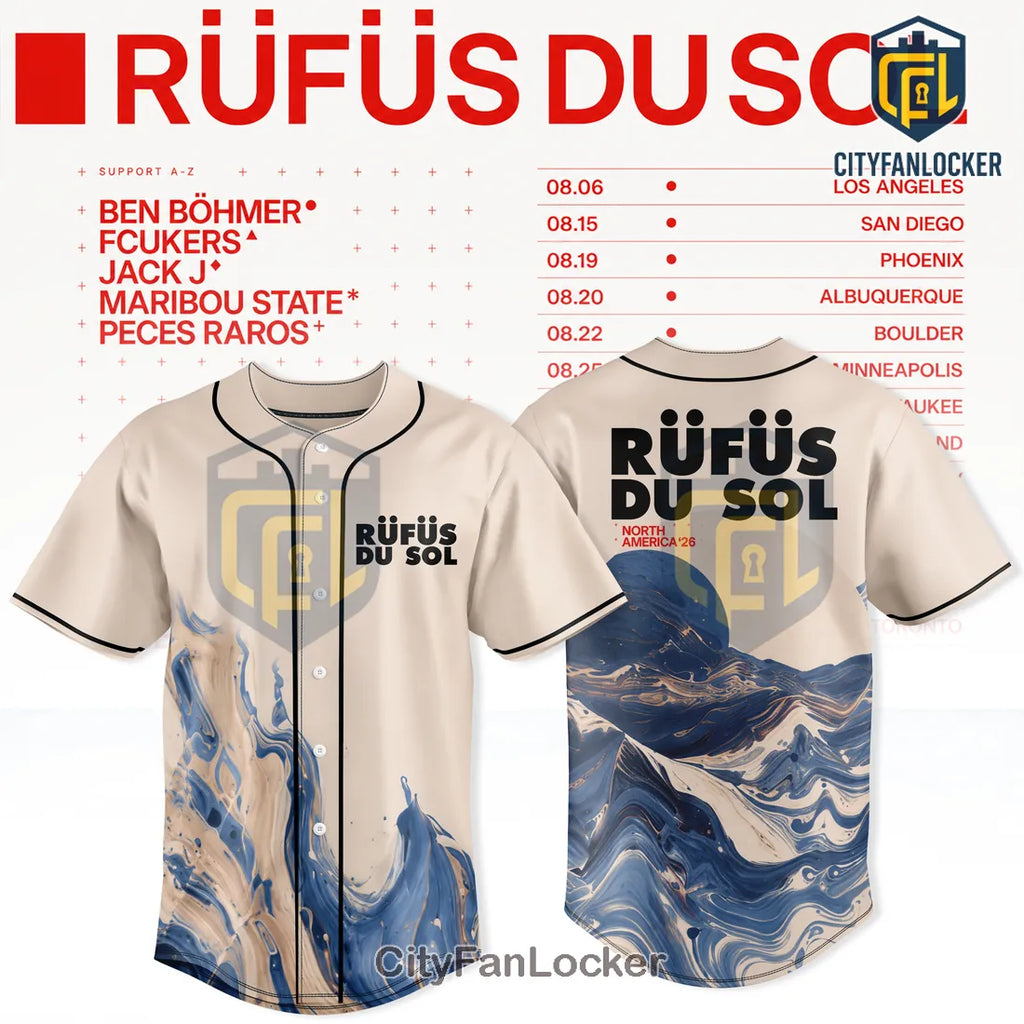 Rufus Du Sol 2026 Tour Cream Baseball Jersey