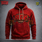 Rush Band Vintage Red Distressed 1968-2027 Hoodie