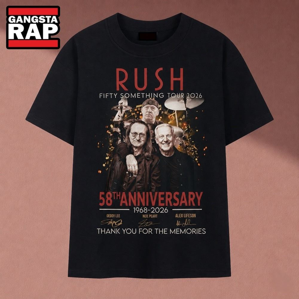Rush Fifty Something Tour 2026 58th Anniversary 1968 2026 Signatures T Shirt, Music 2D Shirt