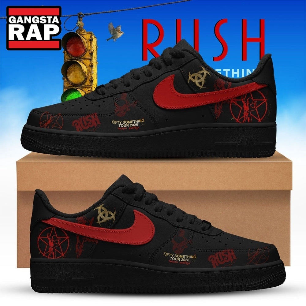 RUSH Fifty Something Tour 2026 Signed Black Air Force 1 Shoes , Music Air Force 1 Shoes