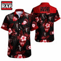 Rush Red Hibiscus Hawaiian Shirt , Music Hawaiian Shirt