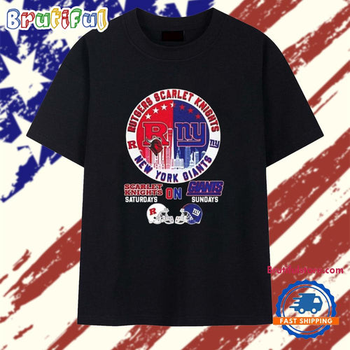 Rutgers Scarlet Knights On Saturday Vs New York Giants On Sundays Logo T Shirt