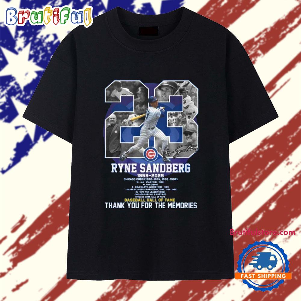 Ryne Sandberg 1959-2025 Baseball Hall Of Fame Thank You For The Memories T Shirt