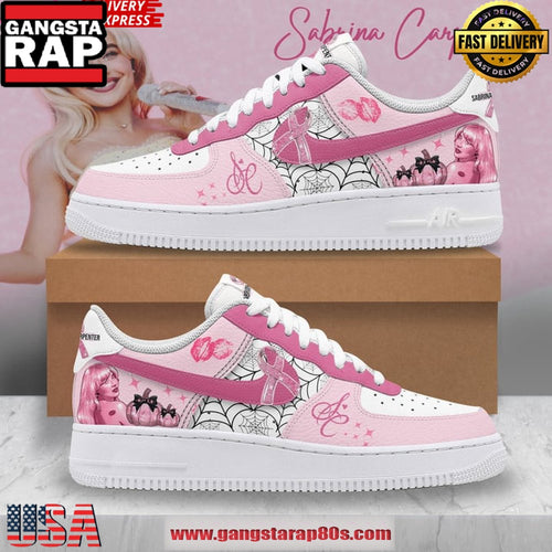 Sabrina Carpenter Breast Cancer Awareness Air Force 1 Running Sneakers Shoes