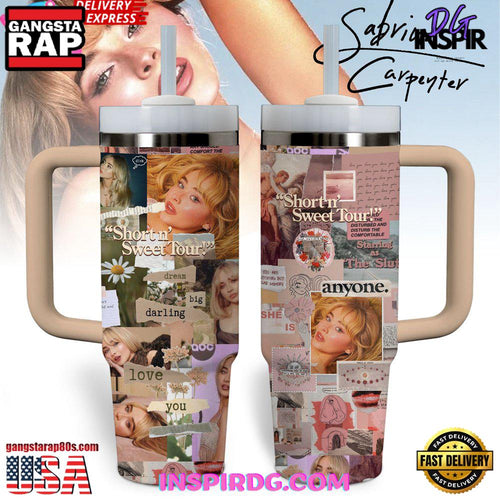 Sabrina Carpenter Music Custom Stanley Quencher 40oz Stainless Steel Tumbler