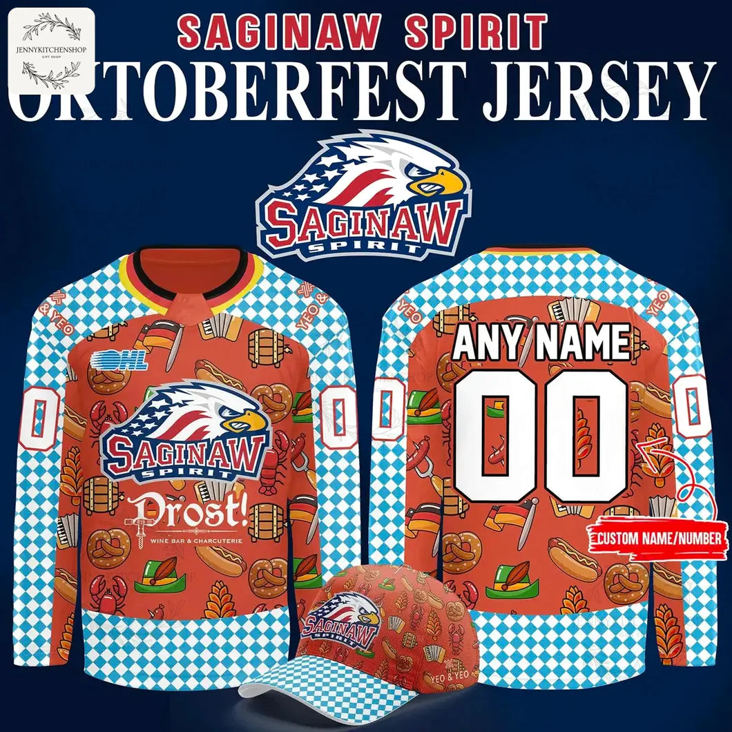 Saginaw Spirit 2025 Oktoberfest Warmup Hockey Jerseys