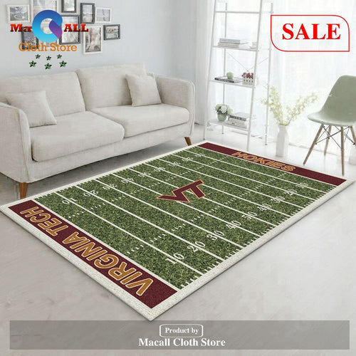 [SALE] College Virginia Tech NFL Team Logo Area Rug, Bedroom Rug, Family Gift US Decor - Indoor Outdoor Rugs