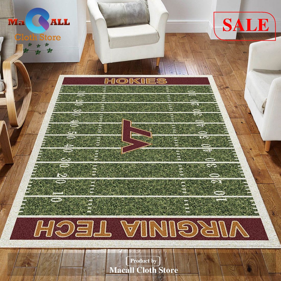 [SALE] College Virginia Tech NFL Team Logo Area Rug, Bedroom Rug, Family Gift US Decor - Indoor Outdoor Rugs