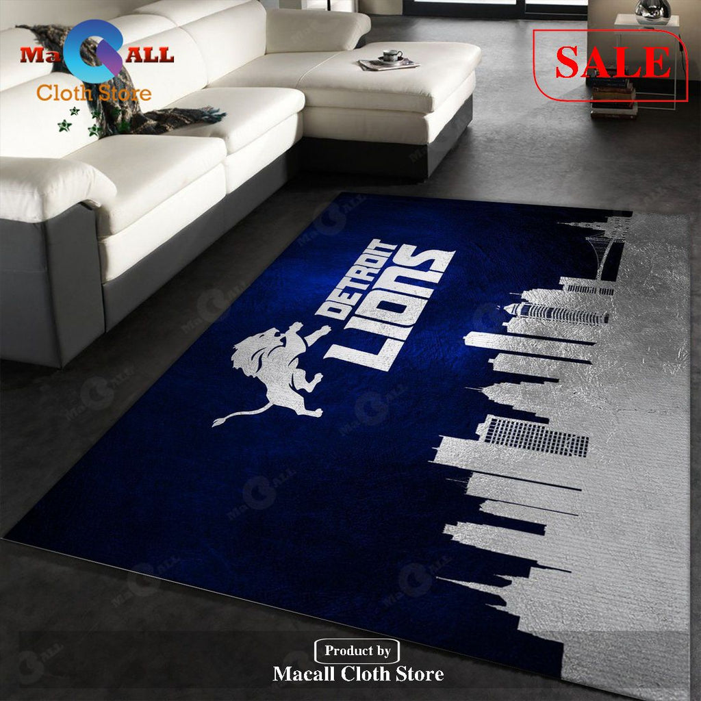 [SALE] Detroit Lions Skyline NFL Team Logos Area Rug, Living Room Rug - Indoor Outdoor Rugs