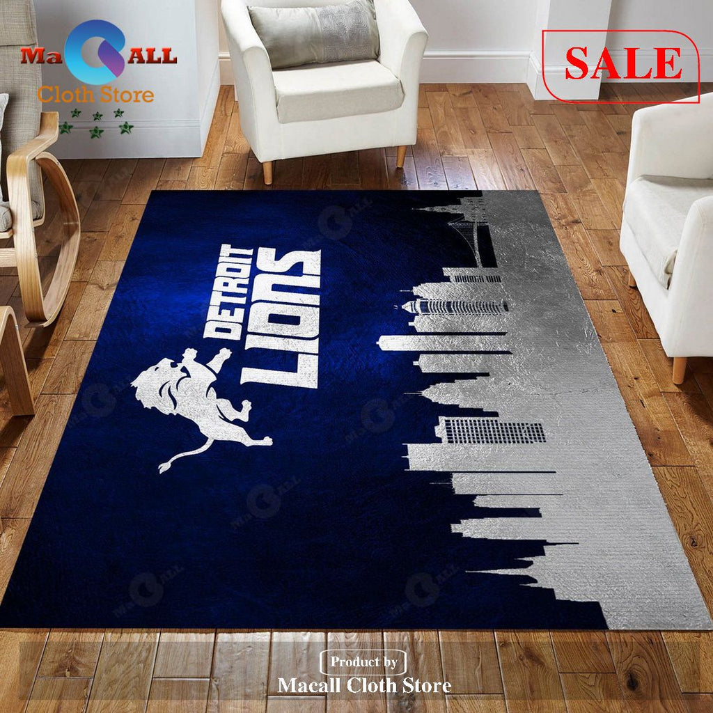 [SALE] Detroit Lions Skyline NFL Team Logos Area Rug, Living Room Rug - Indoor Outdoor Rugs