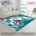 [SALE] Miami Dolphins NFL Team Logo Helmet Nice Gift Home Decor Rectangle Area Rug - Indoor Outdoor Rugs
