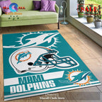 [SALE] Miami Dolphins NFL Team Logo Helmet Nice Gift Home Decor Rectangle Area Rug - Indoor Outdoor Rugs