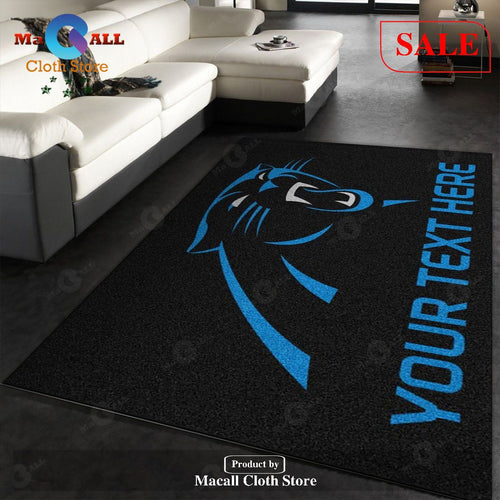 [SALE] Personalized Carolina Panthers Personalized Accent Rug NFL Team Logos Area Rug - Indoor Outdoor Rugs