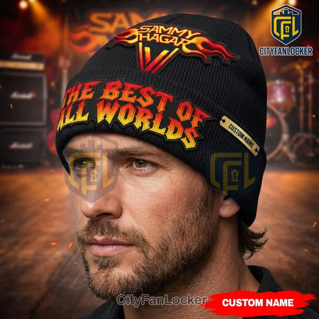 Sammy Hagar The Best of All Worlds Personalized Flame Rock Music Beanie Hat
