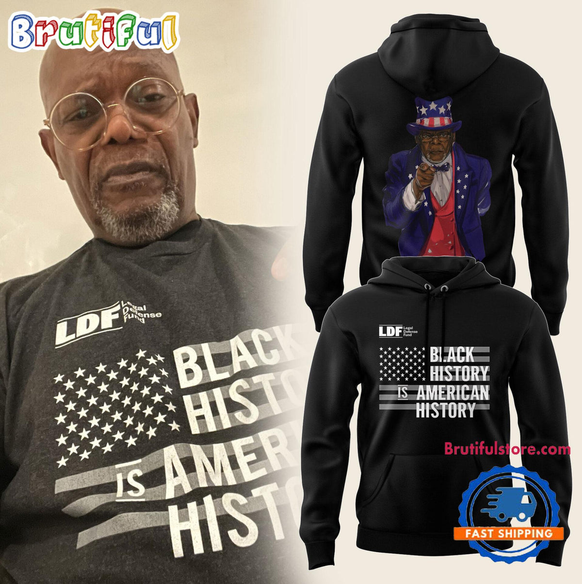 Samuel L. Jackson Graphics Black History Limited Edition Hoodie T-Shirt