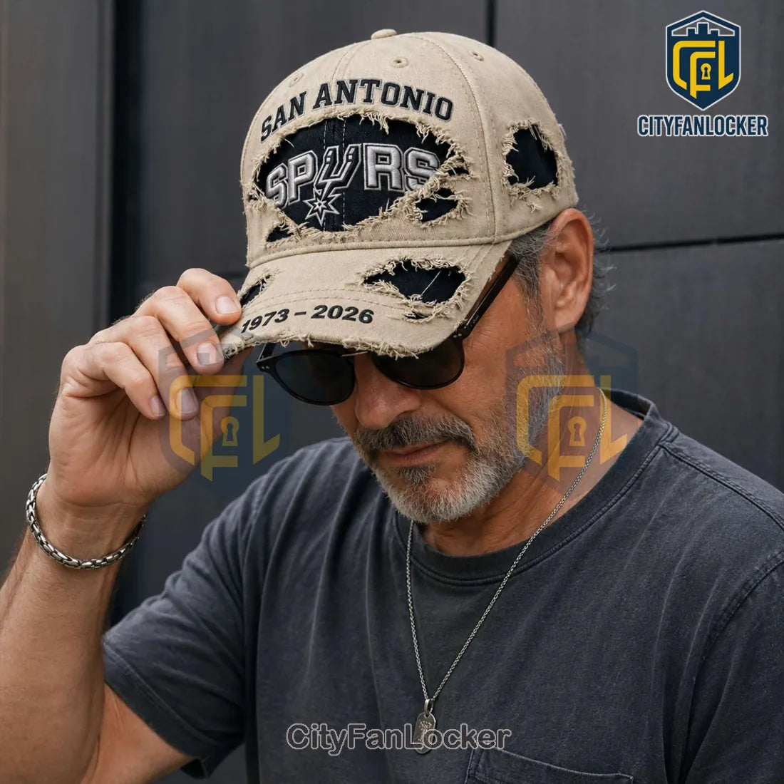San Antonio Spurs 1973-2026 Distressed Cream Baseball Snapback Hat