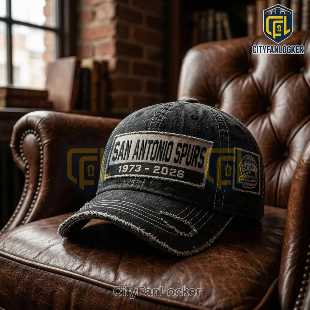 San Antonio Spurs 1973-2026 Western Conference Champions Distressed Denim Cap