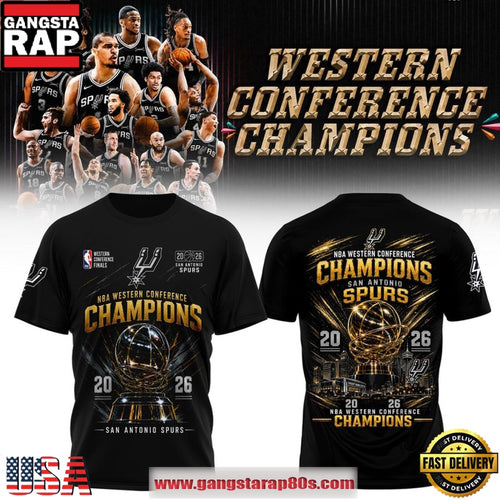 San Antonio Spurs 2026 Western Conference Champions Finals Golden NBA Playoffs Fan T-Shirt