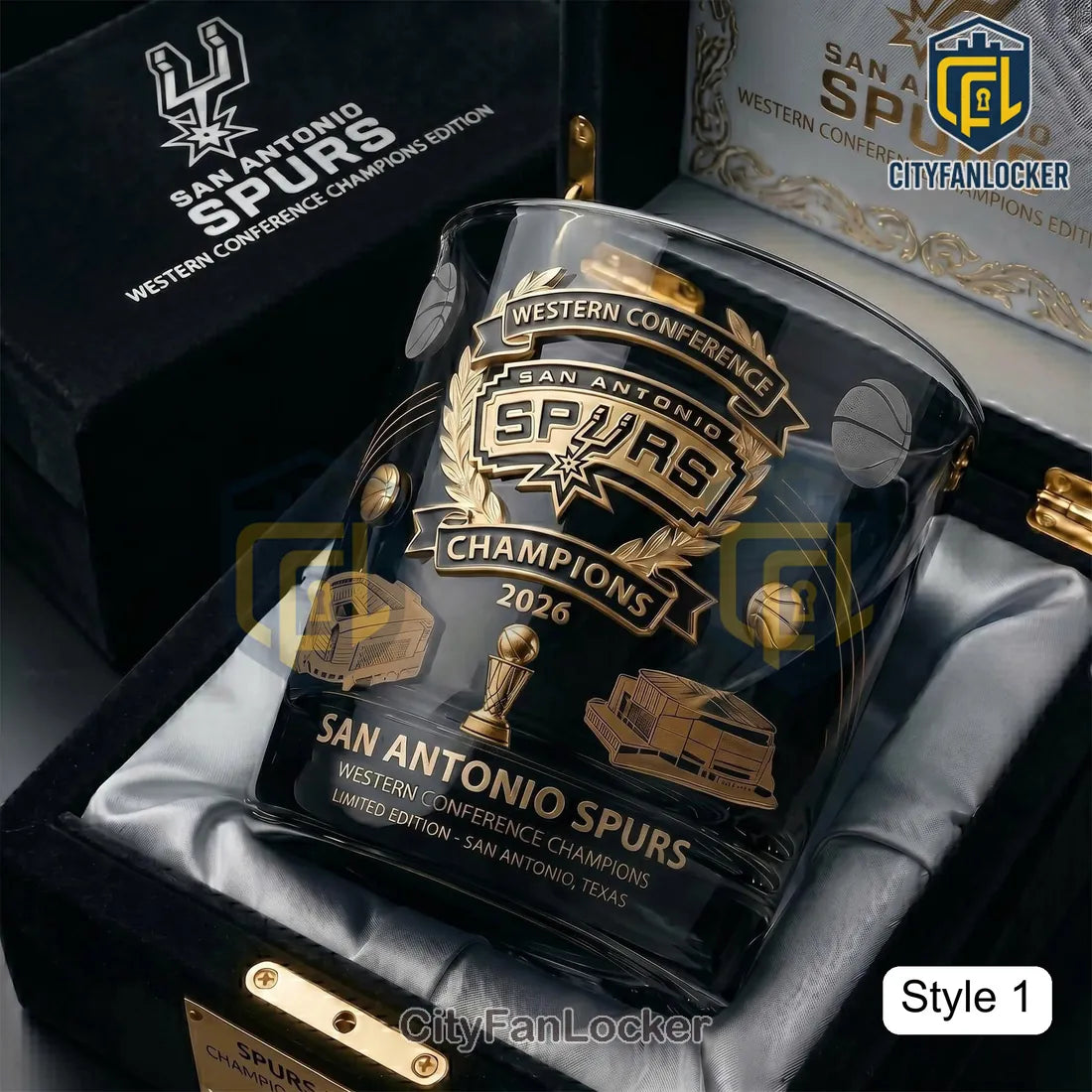 San Antonio Spurs 2026 Western Conference Champions Whiskey Glass