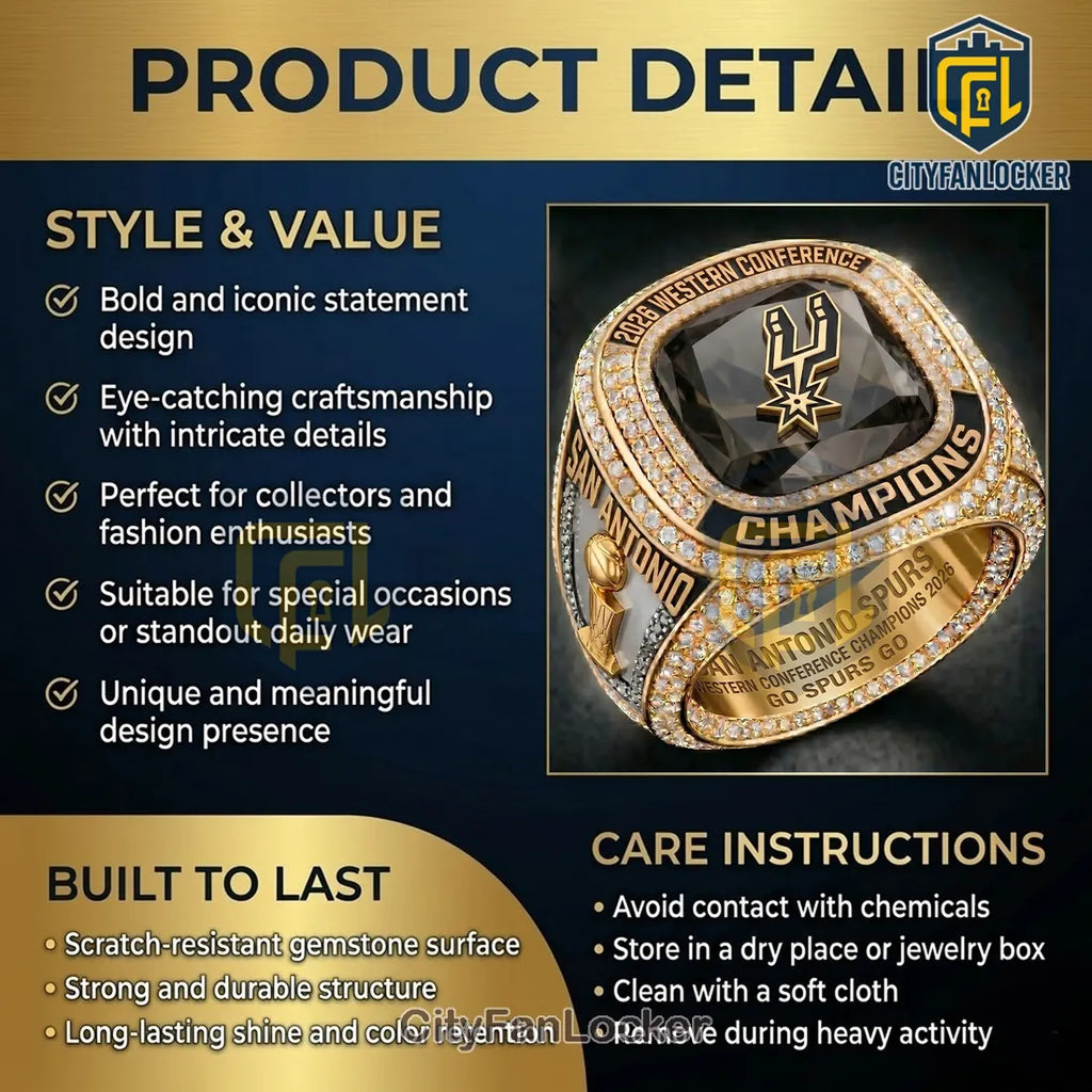 San Antonio Spurs 2026 Western Conference Championship Gold Ring