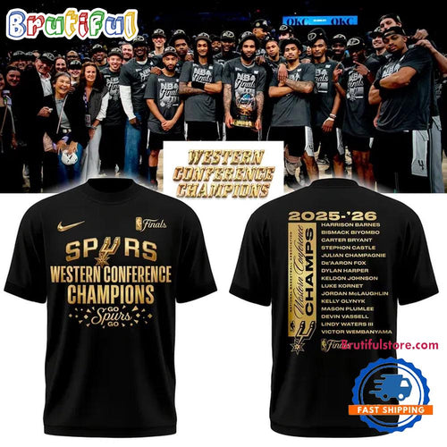 San Antonio Spurs 2026 Western Conference Finals Champions Black T Shirt
