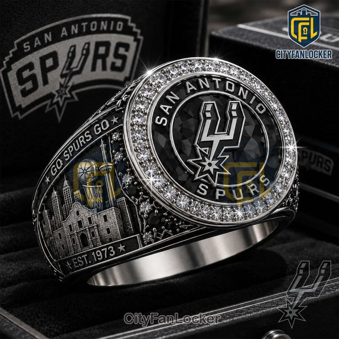 San Antonio Spurs Embossed Championship Steel Commemorative Jewelry Ring
