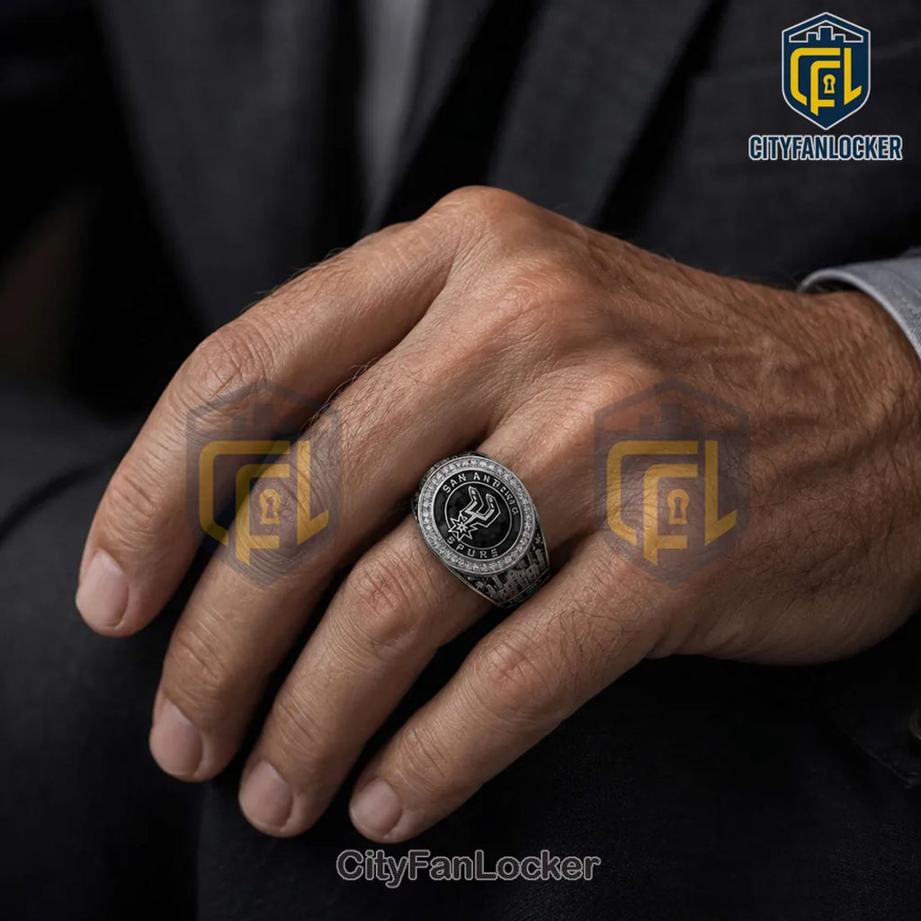 San Antonio Spurs Embossed Championship Steel Commemorative Jewelry Ring