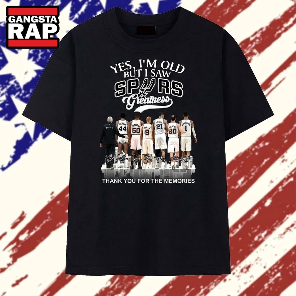San Antonio Spurs Greatness Legends Signatures Vintage Basketball T Shirt