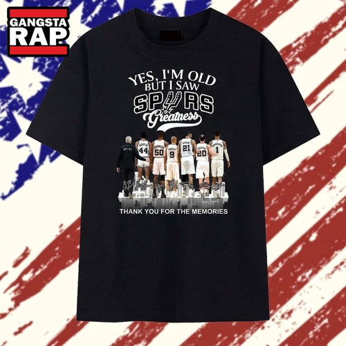 San Antonio Spurs Greatness Legends Signatures Vintage Basketball T Shirt