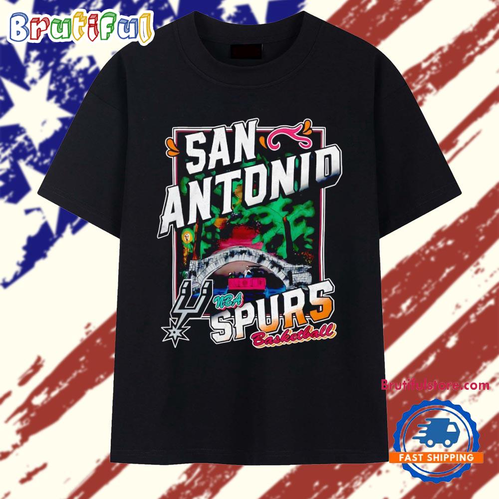 San Antonio Spurs River Walk Basketball NBA Team Logo Graphic T Shirt