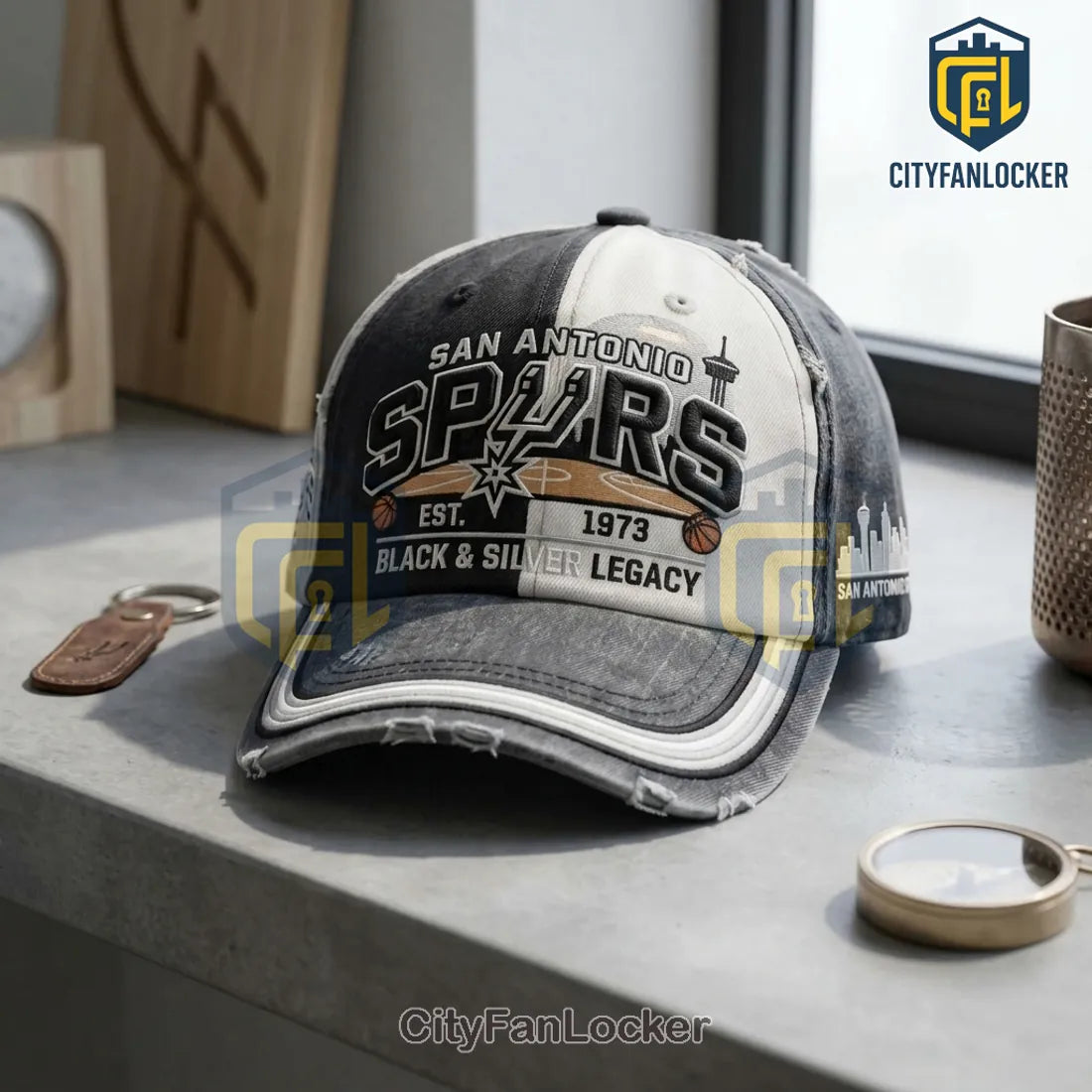 San Antonio Spurs Vintage Distressed Legacy Baseball Cap