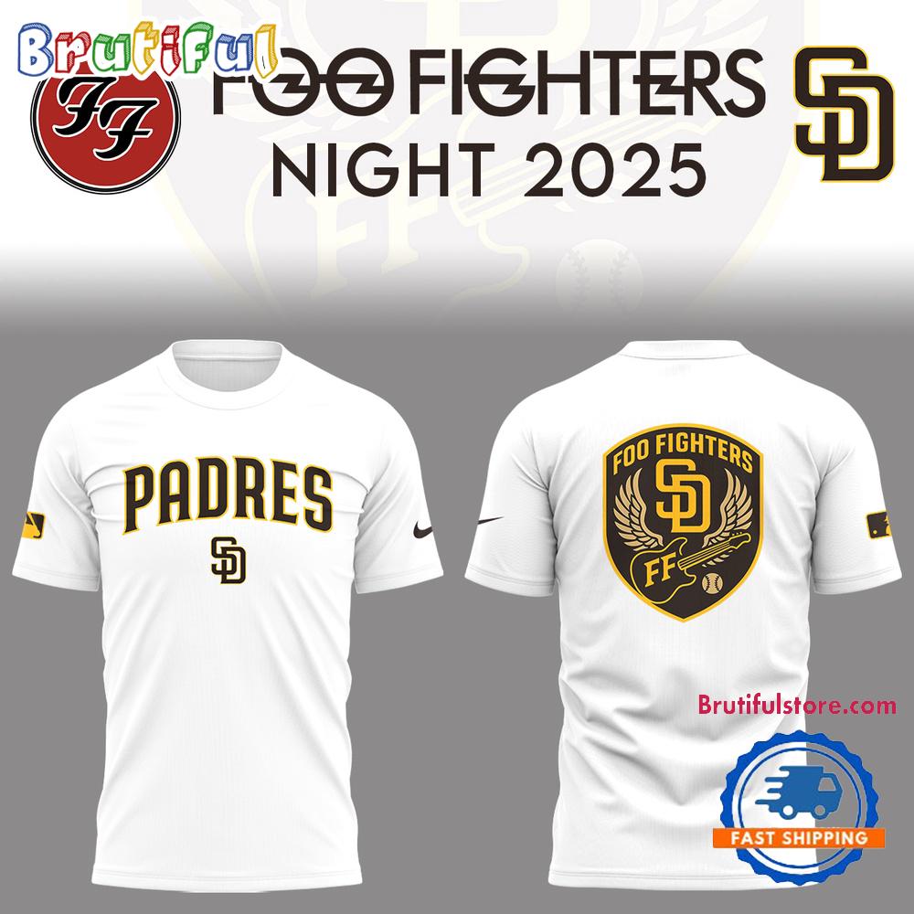 San Diego Padres Baseball Foo Fighter Night 2025 White 3D Shirt