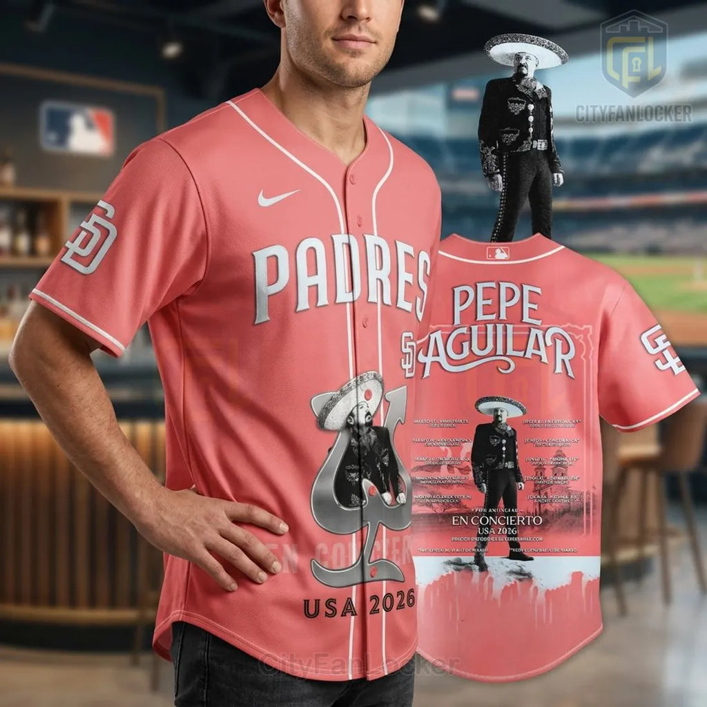 San Diego Padres Pepe Aguilar 2026 USA Tour Pink Baseball Jersey