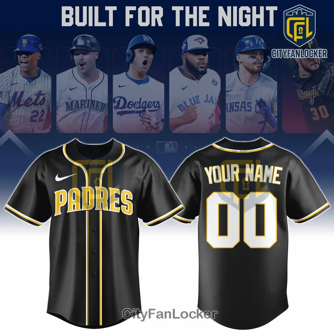 San Diego Padres Personalized Black Custom Name Number Baseball Jersey