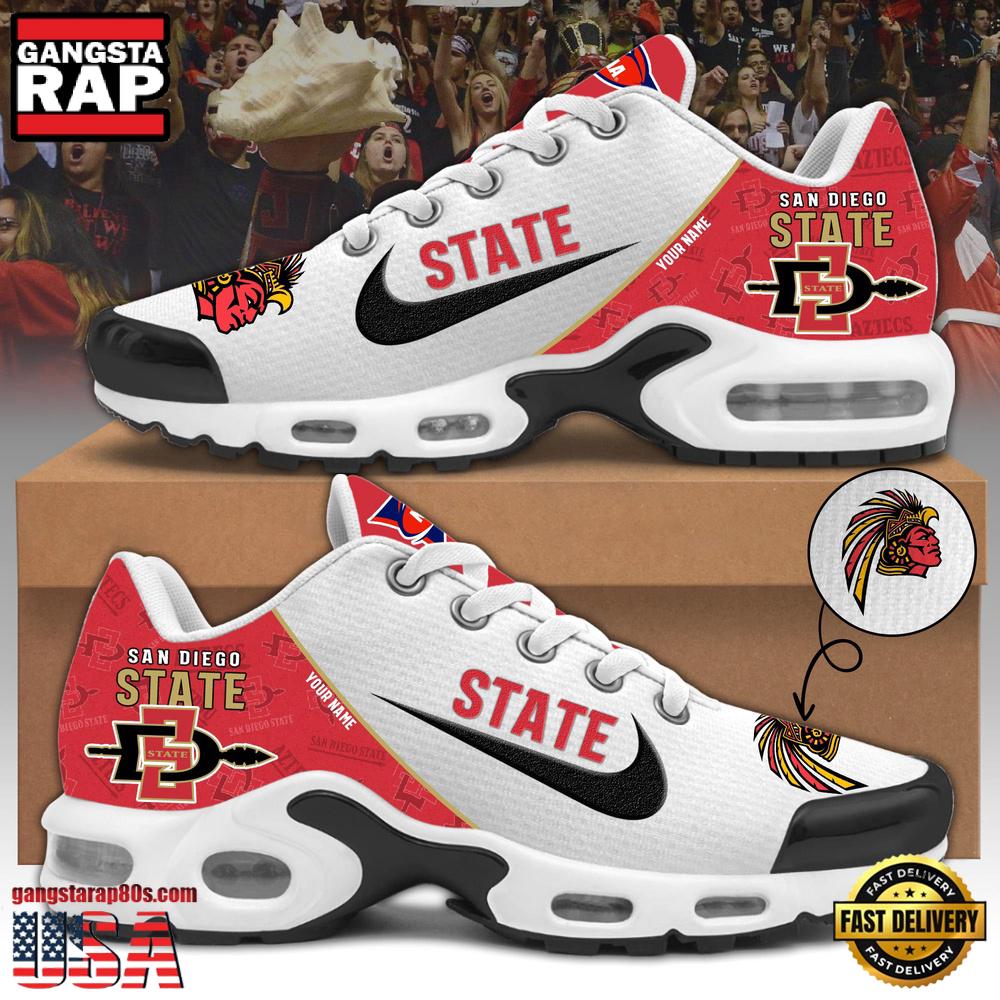 NCAA Custom Name San Diego State Athletics Football Mascot Symbol Air Max Plus Shoes Running Sneakers