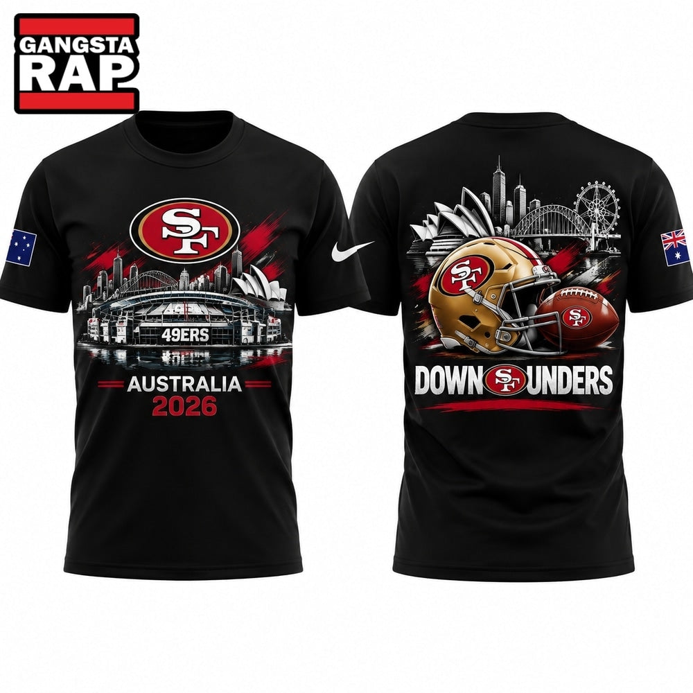San Francisco 49ers 2026 Melbourne Game Special New Black T Shirt