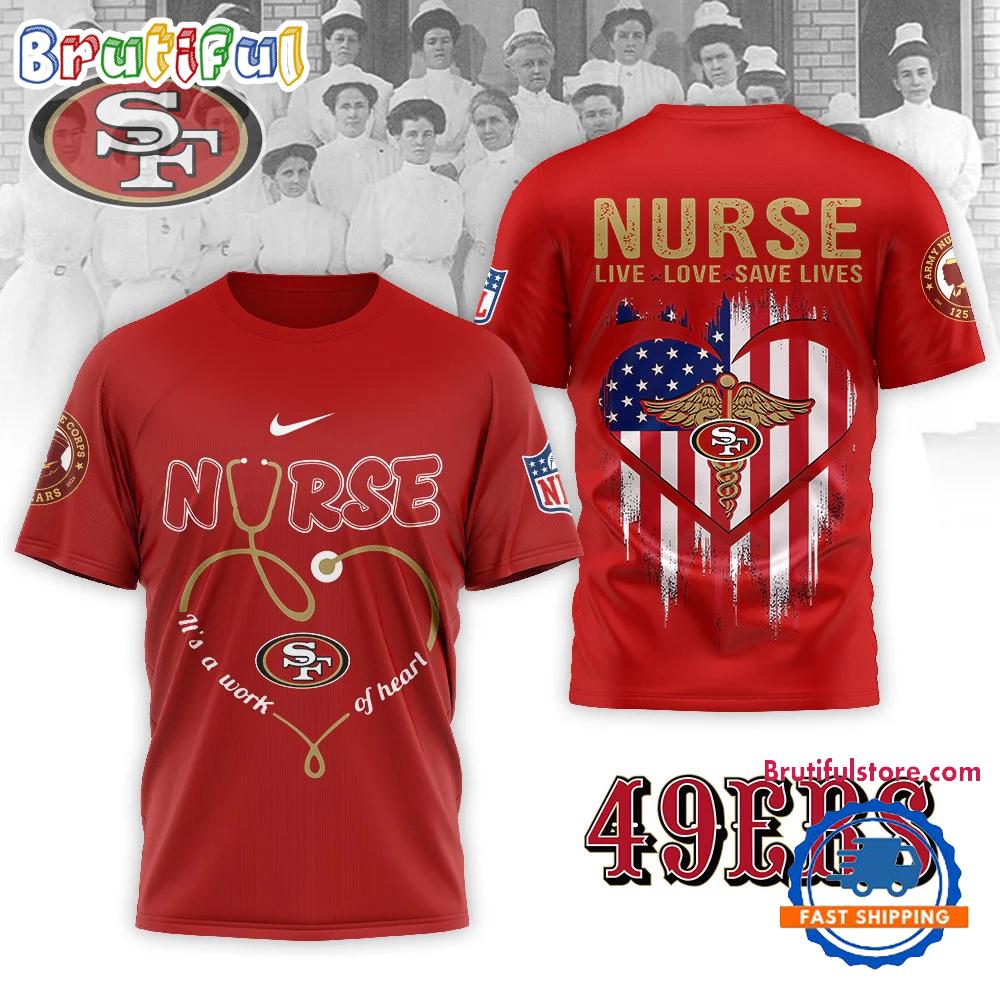 San Francisco 49ers 2026 NFL Army Nurse Corps 125th Anniversary 3D Shirt